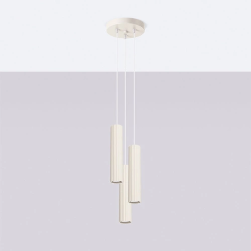 Lampa wisząca KARBON 3-punktowa beżowa regulowana do salonu i nad wyspę nowoczesna