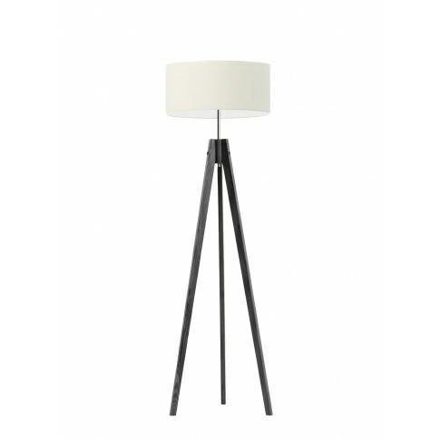 Lampa stojąca do salonu i sypialni HAITI drewniana z abażurem ecru glamour Lysne 138 cm