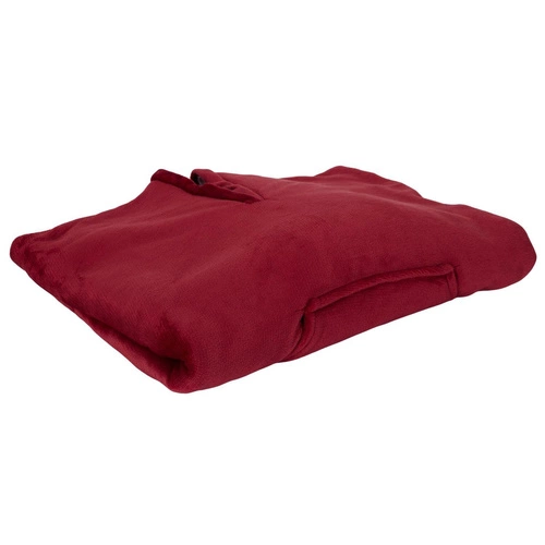 Intesi Snuddie koc z rękawami ciepły czerwony do salonu przytulny na zimę