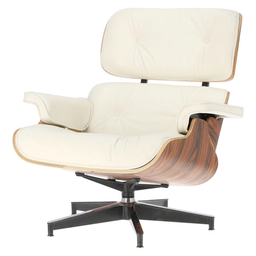 Fotel wypoczynkowy Vip skórzany biały obrotowy nowoczesny do salonu inspirowany Lounge Chair