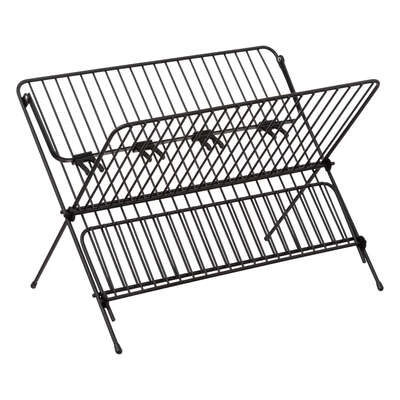 Ociekacz do naczyń Erica składany dwupoziomowy czarny metalowy z tacą na blat Atmosphera