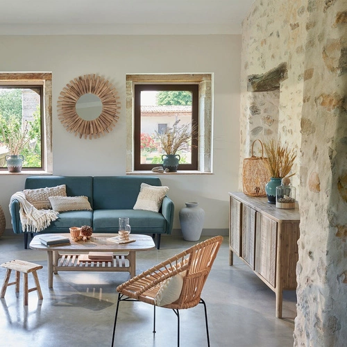 Komoda drewniana Banila 160 cm naturalna akacja rustykalna do salonu Atmosphera