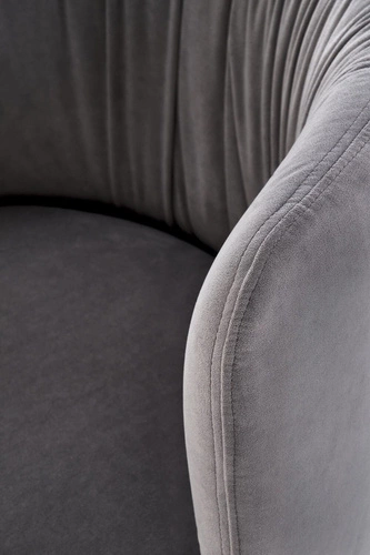 Krzesło tapicerowane welurowe Itzal szare do jadalni i salonu z podłokietnikami nowoczesne