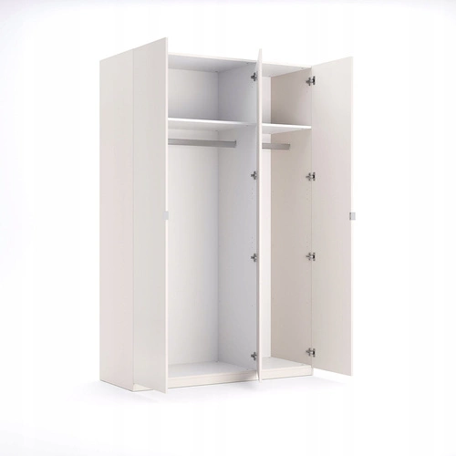 Szafa Lily 3-drzwiowa nowoczesna z półkami i drążkiem do sypialni biała połysk 55 cm