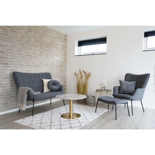 Okrągły stolik kawowy Bolzano 70 cm biały marmur złoty glamour do salonu Intesi