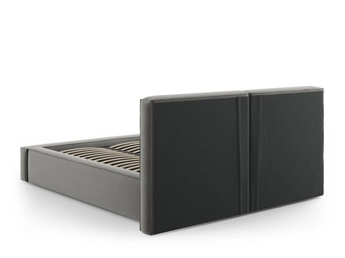 Łóżko tapicerowane welurowe Jodie II szare 140x200 z pojemnikiem do sypialni