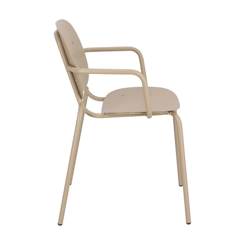 Krzesło metalowe Si-Si Arm SCAB Design beżowe z podłokietnikami do ogrodu i tarasu
