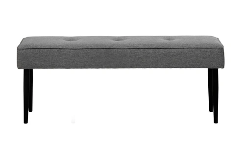 Ławka tapicerowana Alize szara pikowana do przedpokoju i sypialni na czarnych nogach