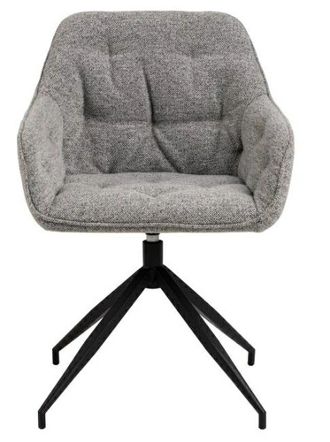 Krzesło tapicerowane Brooke obrotowe szare do jadalni i salonu nowoczesne z podłokietnikami