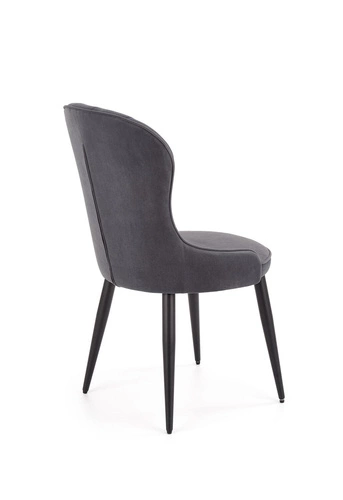 Krzesło tapicerowane Baron szare do jadalni i salonu glamour Intesi z wysokimi czarnymi nogami