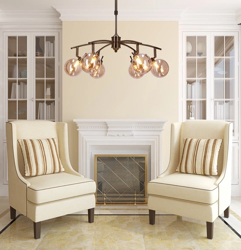 Lampa wisząca Lentini nowoczesna złota 6-punktowa do salonu i sypialni szklana