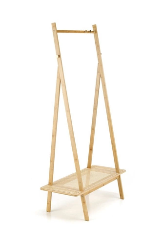 Intesi Boho wieszak stojący do przedpokoju bambusowy z półką rattanową naturalny 168 cm
