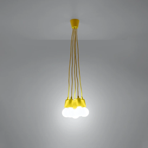 Lampa wisząca DIEGO 5 żółta nowoczesna regulowana do salonu kuchni lub jadalni