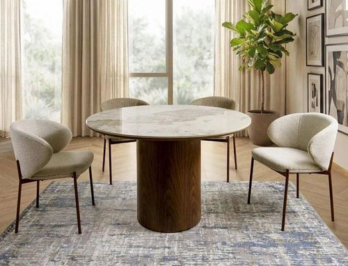 Krzesło tapicerowane Elsme beżowe z podłokietnikami do jadalni Intesi