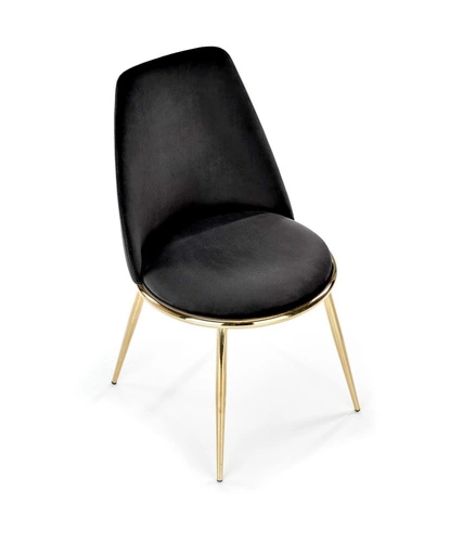 Krzesło welurowe Irene czarne ze złotymi nogami do jadalni i salonu nowoczesne glamour