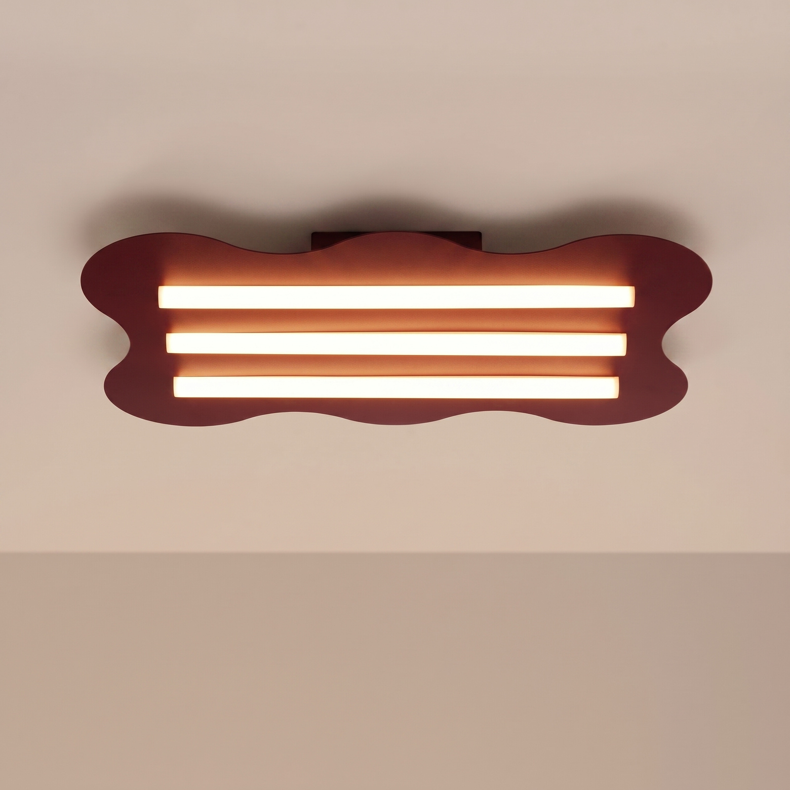 Plafon sufitowy Klover burgund nowoczesny metalowy do salonu LED