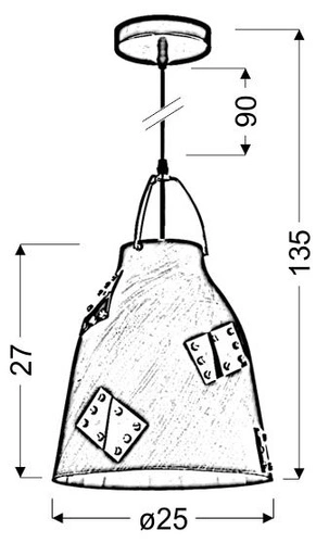 Lampa wisząca Patch 25 1x60W E27 szary  + złoty dekor