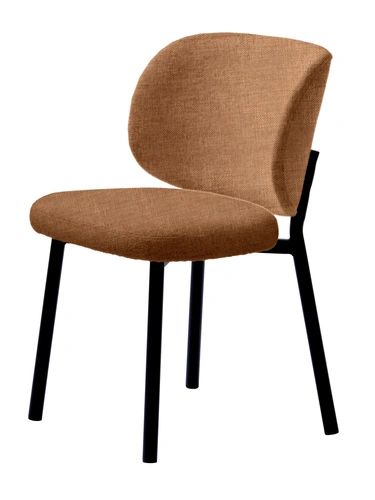 Krzesło tapicerowane Naws różowe do jadalni i salonu nowoczesne na czarnych nogach