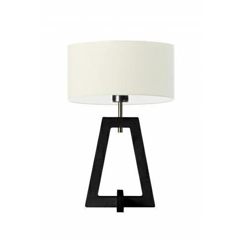 Lampka nocna do sypialni Clio LYSNE nowoczesna drewniana z abażurem ecru hebanowy stelaż 47cm