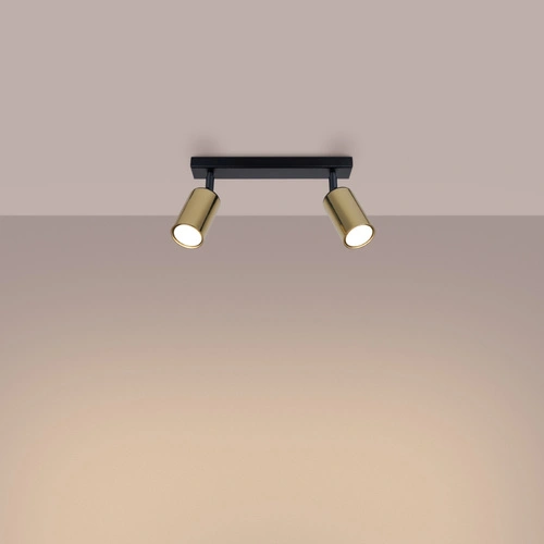 Plafon sufitowy WINX 2 czarny złoty nowoczesny stalowy do salonu i sypialni SOLLUX