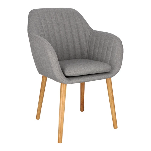 Krzesło tapicerowane Emilia szare z podłokietnikami do jadalni i salonu skandynawskie Actona