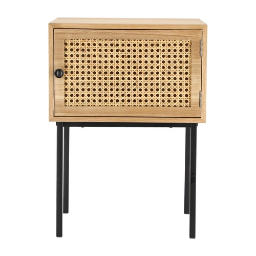 Szafka nocna z plecionym frontem 40 cm naturalna boho industrialna Intesi Panamo