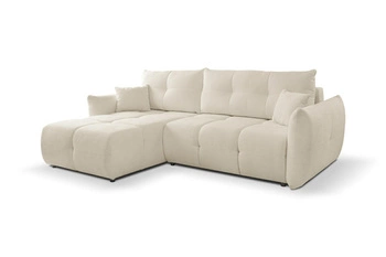 Narożnik z funkcją spania lewy beżowy Bode do salonu z pojemnikiem nowoczesny Intesi