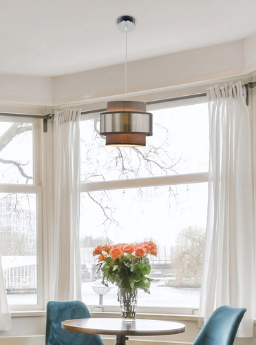 Lampa wisząca Hare chromowy 1x60W E27  abażur szary+srebrny