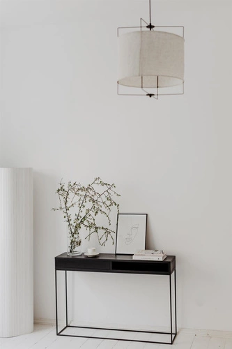 Konsola industrialna STAM NORDIFRA czarna z szufladą i półką do przedpokoju lub salonu 115 cm