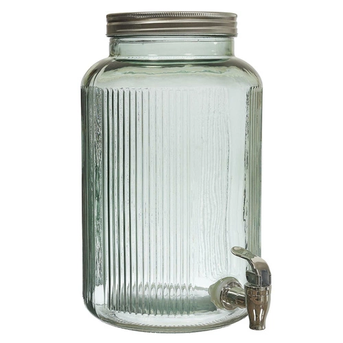 Szklany słój do napojów 5l Intesi nowoczesny zielony z kranikiem na lemoniadę do kuchni