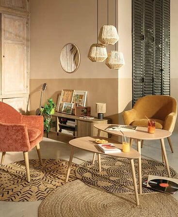 Lampka nocna Koby czarna boho do sypialni z papierowym abażurem