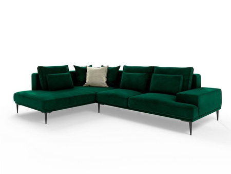 Narożnik z funkcją spania Liege Bottle Green, Light Beige,  Velvet, Velvet,  lewostronny