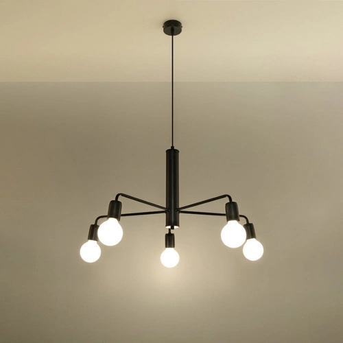 Żyrandol nowoczesny DUOMO 5 czarny metalowy do salonu i jadalni Sollux Lighting