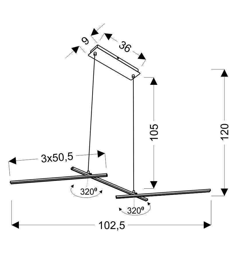 Nowoczesna lampa wisząca LED Thasos chromowa 103 cm do salonu, kuchni lub jadalni