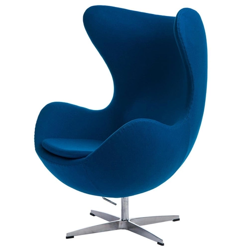 Fotel Jajo Egg D2.DESIGN niebieski kaszmir obrotowy bujany nowoczesny do salonu