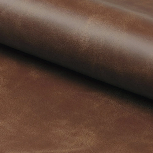 Hoker Dima Brandy z oparciem do kuchni i wyspy, tapicerowany skórą ekologiczną na drewnianych nogach