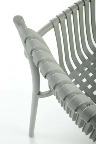 Krzesło ogrodowe z tworzywa Nathan Intesi szare, nowoczesne, łatwe czyszczenie, sztaplowane