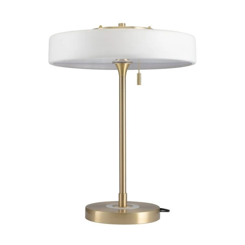 Lampa stołowa ARTDECO biała i złota glamour do salonu i sypialni z kloszem ze szkła 47 cm