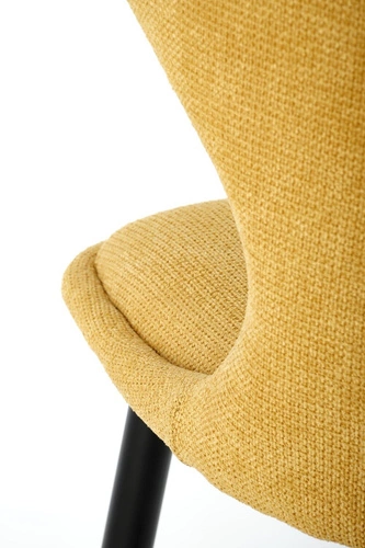 Krzesło tapicerowane Odile Intesi musztardowe do jadalni nowoczesne na czarnych nogach