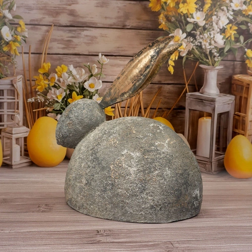 Intesi figurka wielkanocna leżący królik 33 cm szary nowoczesna dekoracja do salonu