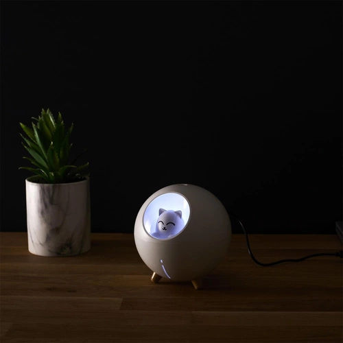 Dyfuzor zapachowy LED Intesi Kot biały nowoczesny do domu USB dekoracyjny 11 cm