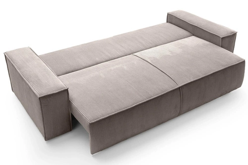 Sofa rozkładana Molde sztruksowa beżowa z funkcją spania i pojemnikiem do salonu