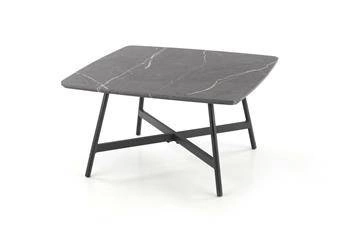 Stolik kawowy Farra kwadratowy szary marmur nowoczesny do salonu na czarnym stelażu