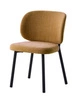 Krzesło tapicerowane Naws żółte nowoczesne do jadalni na czarnych metalowych nogach