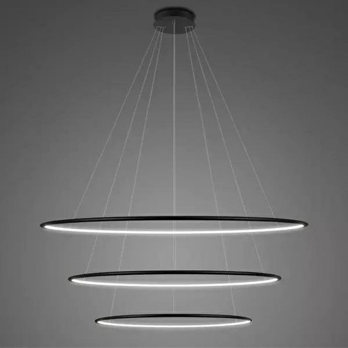 Lampa wisząca Ledowe Okręgi No.3 100 cm 4K ściemnialna czarna
