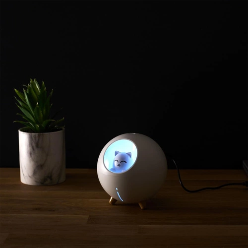 Dyfuzor zapachowy LED Intesi Kot biały nowoczesny do domu USB dekoracyjny 11 cm