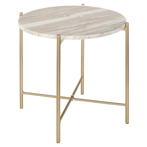 Stolik kawowy Mesta okrągły 42 cm marmurowy glamour złoty