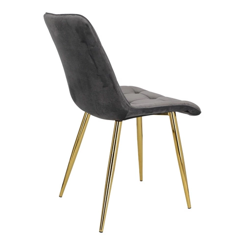 Krzesło do jadalni Pilo szare welurowe tapicerowane glamour na złotych nogach Intesi