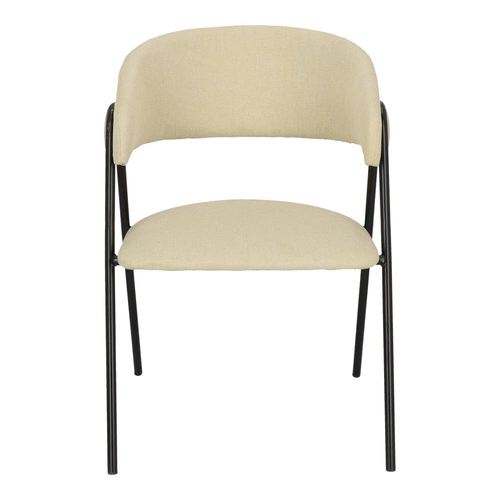 Krzesło tapicerowane Larisa beżowe do jadalni i kuchni loftowe z podłokietnikami Intesi