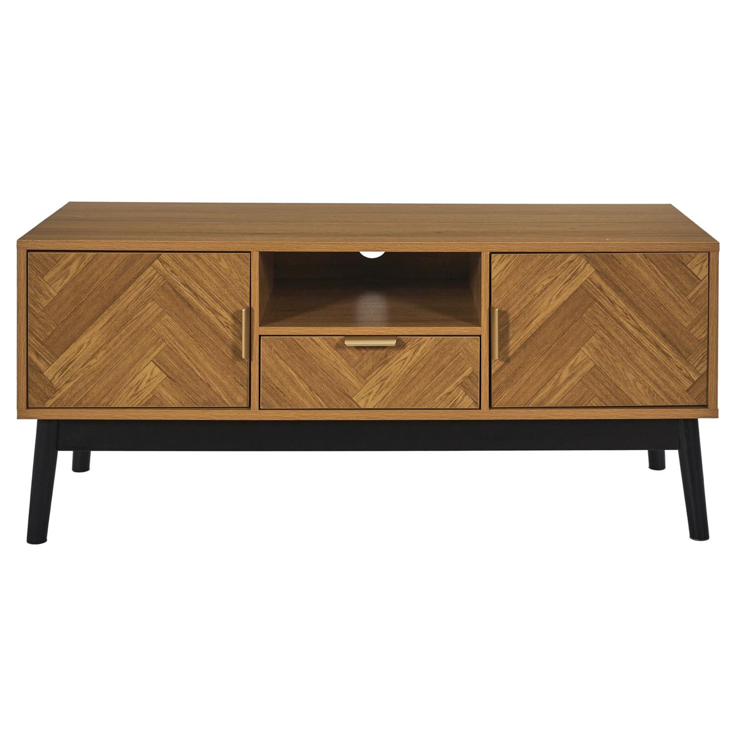 Szafka RTV drewniana Felix 110 cm nowoczesna stojąca do salonu skandynawska Intesi